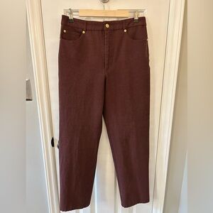 St John Sport Size 10 Burgundy Straight Leg Jeans